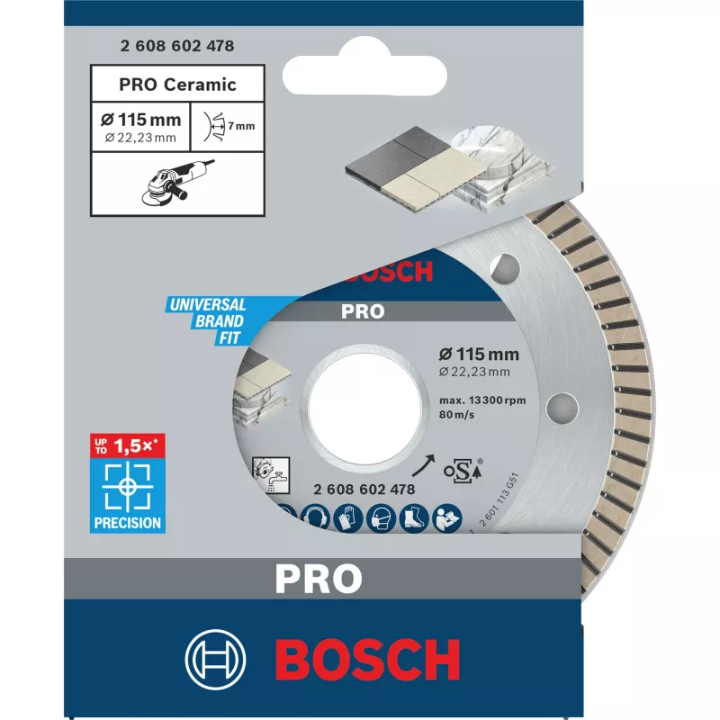 PRO keraminis deimantinis pjovimo diskas, Ø 115 mm (anga 22,23 mm)