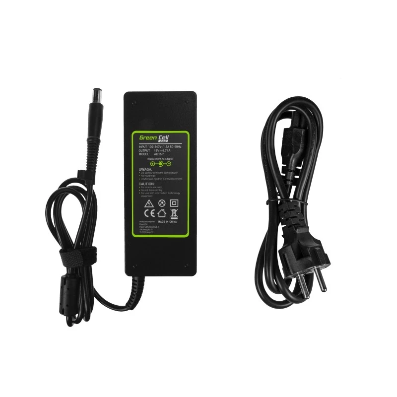 Maitinimo adapteris Green Cell AD15P 90W HP nešiojamiesiems kompiuteriams, 19V 4.74A, kintamosios į nuolatinę srovę, vidaus, 1,2 m laidas, juodas