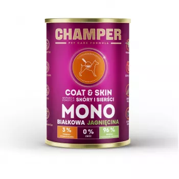 CHAMPER Coat & Skin Monoprotein Lamb - šlapias šunų maistas - 400g