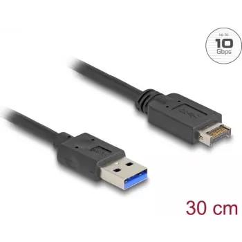 DeLOCK USB kabelis 10 Gbps Type-E Key A 20 kontaktų kištukas į Type-A kištuką 30 cm