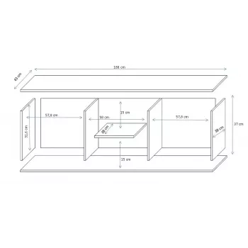Cama TV stovas SOHO 180 baltas/pilkas blizgus