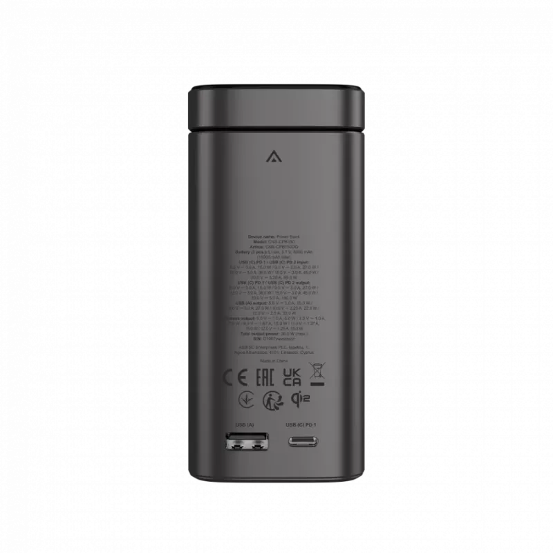 CANYON Qi2 magnetinis maitinimo blokas OnPower 150 15000mAh Aliuminis tamsiai pilkas