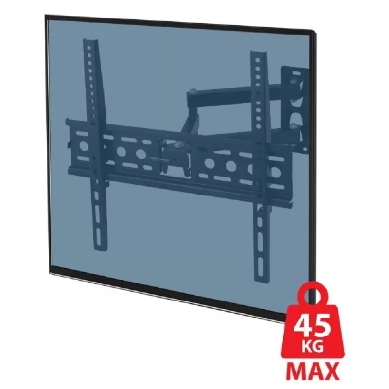 Sieninis televizoriaus laikiklis ESPERANZA ERW016 70 colių televizoriams, juodas, 45 kg talpa, VESA 75x75–400x400, pakreipimas 15°