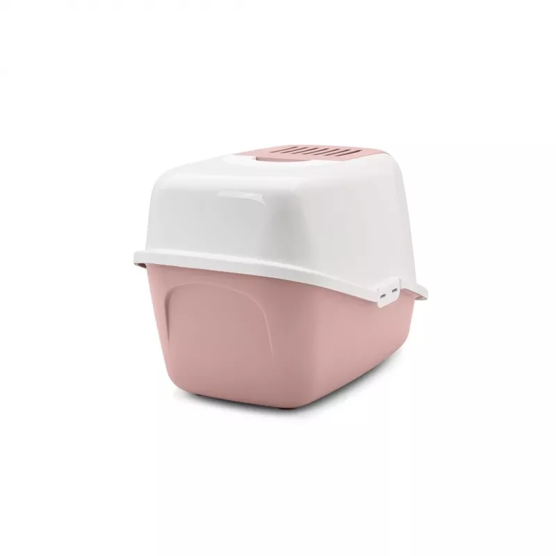 Uždara kačių tualeto dėžutė Savic Nestor White-Pink, su gaubtu, 56×39×38,5 cm