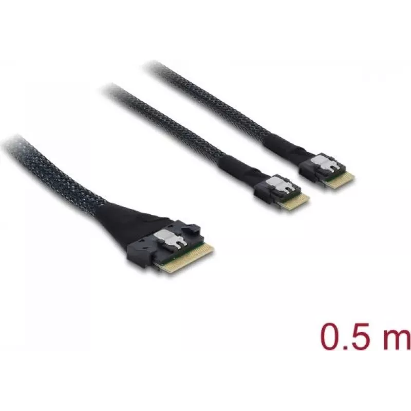 DELOCK PCIe 4.0 plonas SAS SFF-8654 į 2× SFF-8644 (4i) laidas 0,5 m