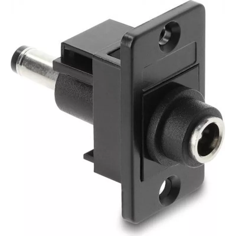 Skydelyje montuojamas adapteris iš DC 5,5×2,1 mm lizdo į DC 5,5×2,1 mm kištuką, DELOCK 91116