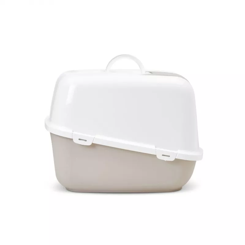 Uždara kačių kraiko dėžė Savic Nestor Jumbo, plastikinė, 66,5×48,5×46,5 cm, kavos/baltos spalvos