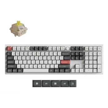 Mechaninė klaviatūra Keychron Q6 Ultra 8K — pilno dydžio 100 %, USB + belaidis RF ryšys + Bluetooth, RGB, balta