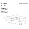 TV spintelė Cama ALMERA 180,5×42×52,5 cm riešutmedžio/kreminės spalvos – medžio drožlių plokštės viršus, riešutmedžio rėmas