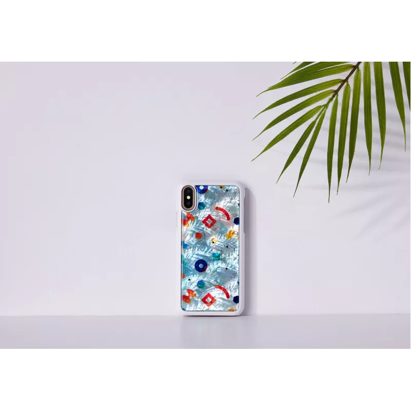 Telefono dėklas iKins, skirtas iPhone XS / iPhone X S – baltas poppin rock apsauginis galinis dangtelis