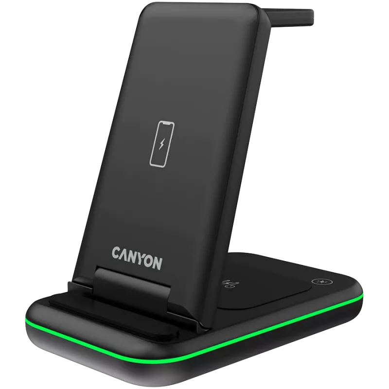 CANYON belaidis įkroviklis WS-304 15W 3-in-1 juodas