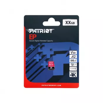 MicroSDXC atminties kortelė PATRIOT 512GB V30 U3 Class 10, skaitymo greitis 90 MB/s, rašymo greitis 80 MB/s, su rašymo apsaugos jungikliu