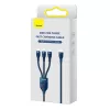 3in1 USB laidas Baseus Flash Series 2, USB-C + micro USB + Lightning, 100W, 1,5 m (mėlynas)