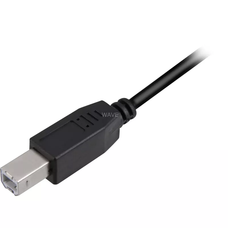 USB 2.0 laidas, USB-A kištukas > USB-B kištukas (juodas, 0,5 metro)