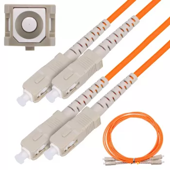 Šviesolaidinis kabelis Extralink EX.3692 — FTTH OM2 SC‑SC, 1 m, pilnas dvipusis ryšys, raudonas