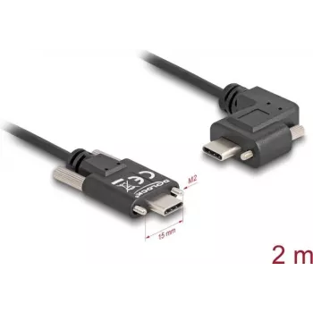 DeLOCK USB 2.0 laidas USB Type-C patinas į USB Type-C patinas kampuotas kairėn/dešinėn PD 3.0 60W 2m