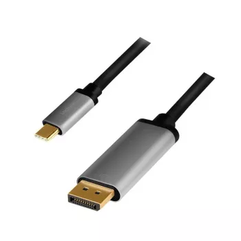 LogiLink CUA0100 kabelio jungties adapteris DisplayPort USB 3.2 Gen1 Type-C 1,8 m juodas pilkas