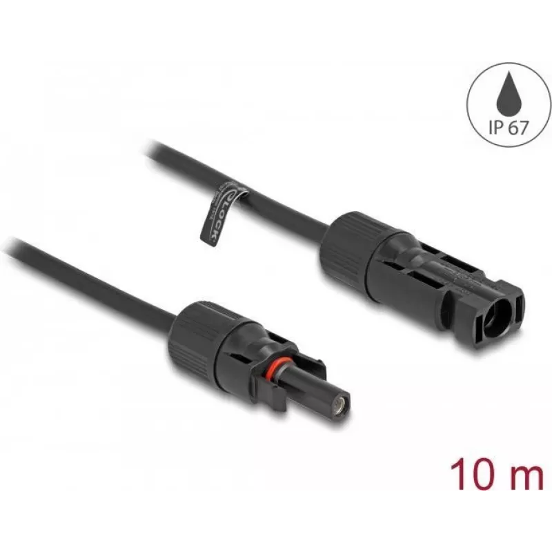 Delock - maitinimo laidas - MC4 (M) į MC4 (W) - 600 V - 10 m - užsegamas - juoda