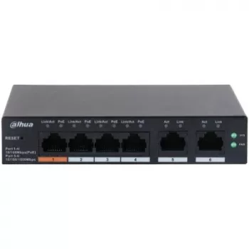 Dahua Technology DH-CS4006-4ET-60 tinklo komutatorius Valdomas L2 Gigabit Ethernet (10/100/1000) Power over Ethernet (PoE) Juoda