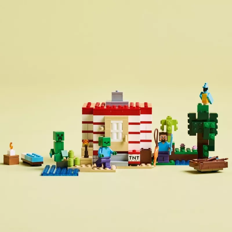 Konstruktorius LEGO Minecraft rinkinys 21275 TNT džiunglių namelis, 287 detalės, 2 minifigūrėlės, amžius 8+