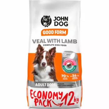 JOHN DOG Good Form Adult Vidutinių ir didelių veislių veršiena su ėriena - sausas šunų maistas - 12 kg