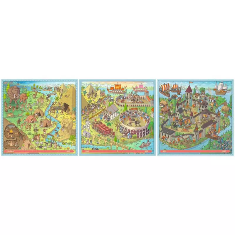 Puzzle UP Geschichte - akmens amžius, Senovės Roma, viduramžiai 100, 121 ir 144 detalės