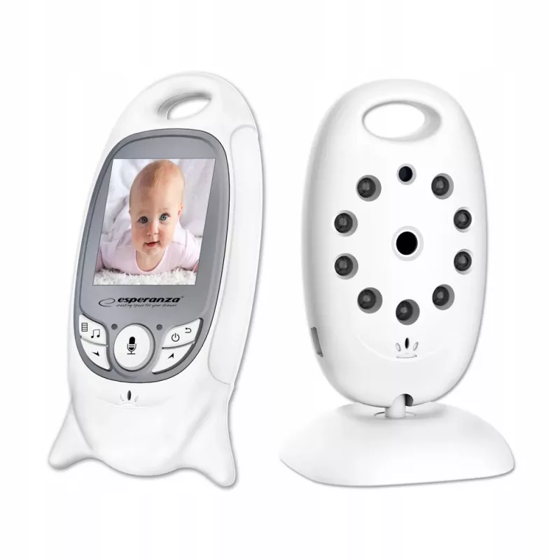 Vaizdo kūdikio monitorius ESPERANZA EHM001 — 2 colių LCD, 320×240 vaizdas, naktinis matymas 5 m, temperatūros jutiklis, iki 260 m atstumas, įkraunamas LiPo 540 mAh