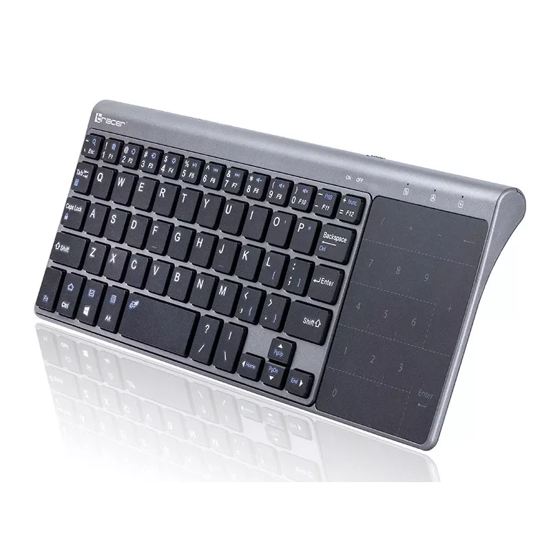 Belaidė RF pilno dydžio klaviatūra TRACER TRAKLA46934, QWERTY anglų k., 2,4 GHz nano imtuvas, membraninė, juoda/pilka
