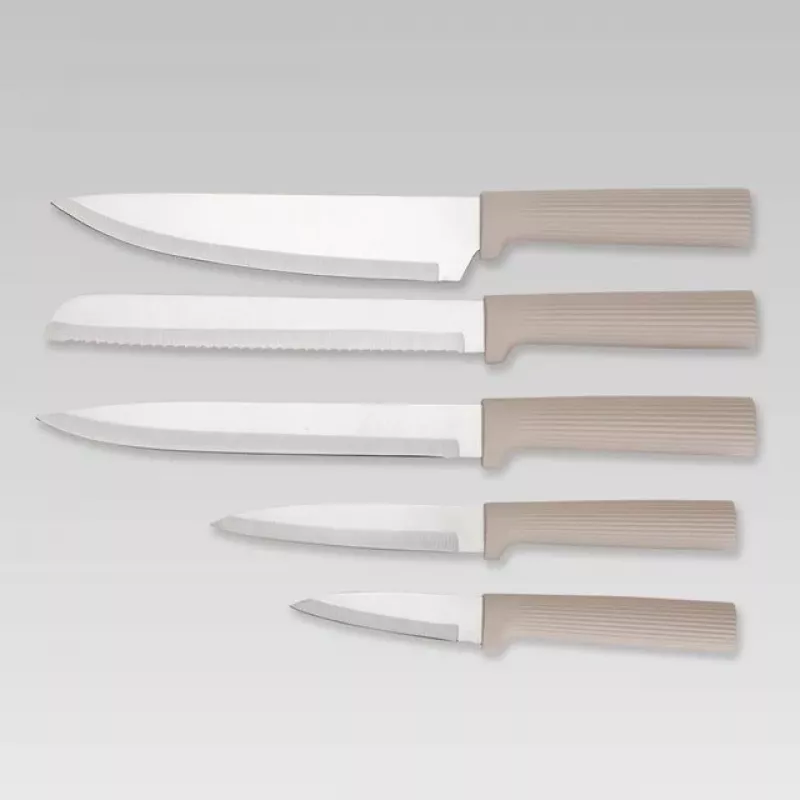 Maestro MR-1412-BEIGE peilių rinkinys su blokeliu + pjaustymo lentelių rinkinys, smėlinė