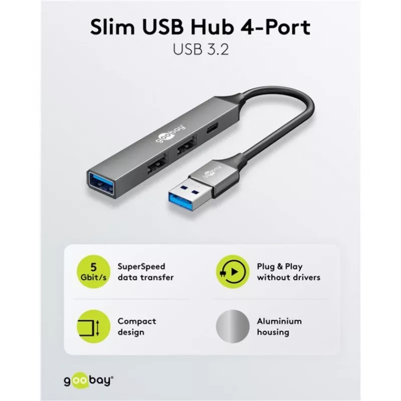 Goobay plonas 4-Port USB-Hub, USB-A auf USB-C™/USB-A, USB 3.2 (74458)