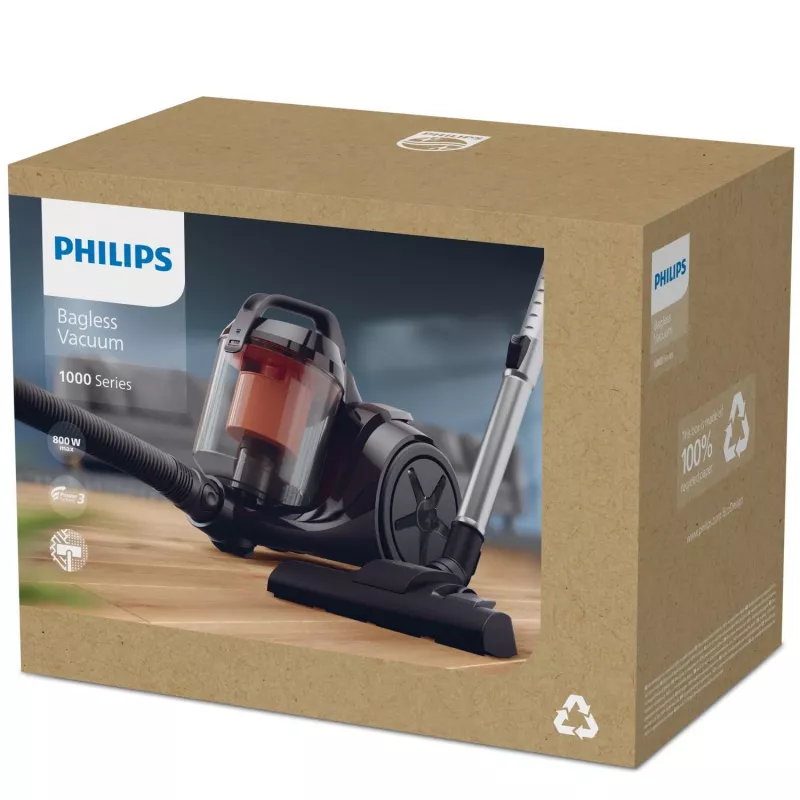 Philips 1000 serijos XB1142/10 dulkių siurblys 1,3 l cilindrinis siurblys sausam valymui 800 W be maišelio
