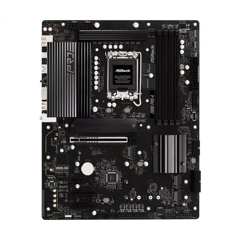 Motininė plokštė ASRock Z890 Pro-A ATX — Intel Z890 mikroschemų rinkinys, LGA 1851, DDR5, 4x DIMM, 256GB, 2.5Gb LAN, PCIe Gen5