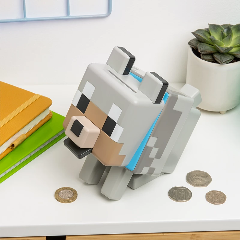Taupyklė Paladone Minecraft Vilko formos pinigų dėžutė – licencijuota žaidimo prekė