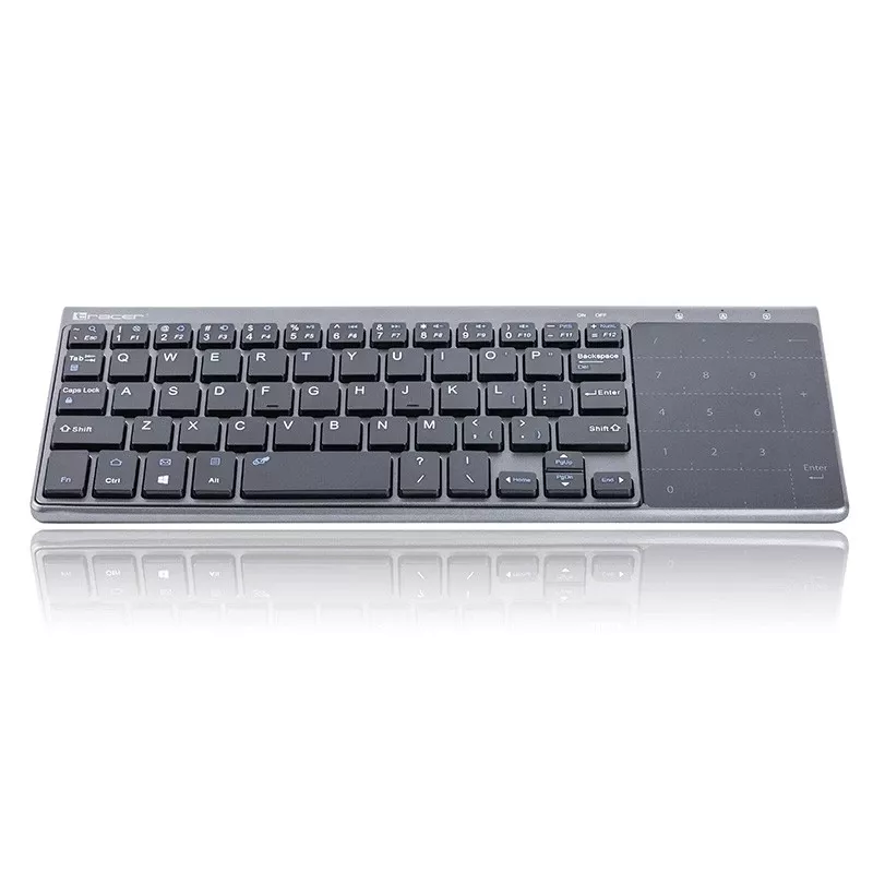 Belaidė RF pilno dydžio klaviatūra TRACER TRAKLA46934, QWERTY anglų k., 2,4 GHz nano imtuvas, membraninė, juoda/pilka