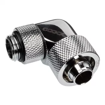 Alphacool Eiszapfen jungtis 90 laipsnių G1/4 colio AG į 16/10 mm - sukiojama, chromo sidabrinė