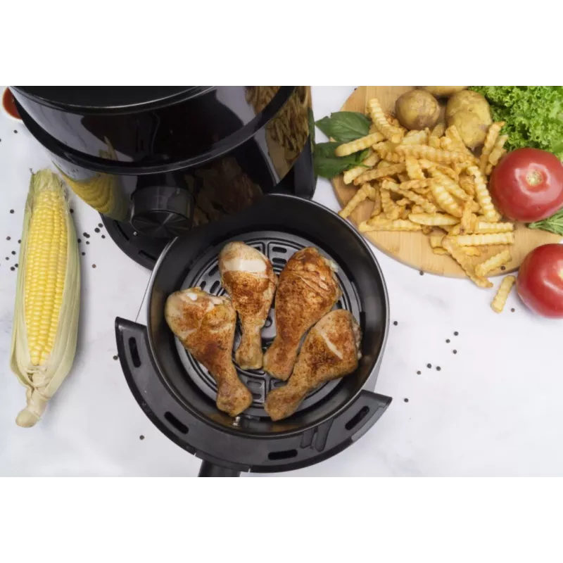 Oro gruzdintuvas PRIME3 SAF31 – 2,5 l, 1200 W, karšto oro gruzdintuvas be riebalų, juodas