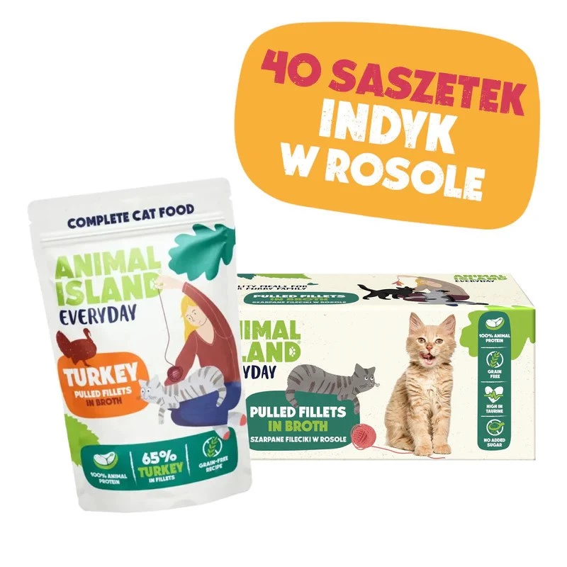 ANIMAL ISLAND Turkija sultinyje kačių ėdalo monopakuotė 40x85g