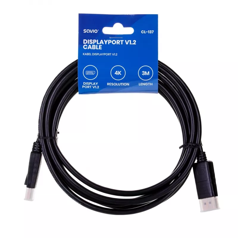 Savio CL-137 DisplayPort laidas 3 m juodas