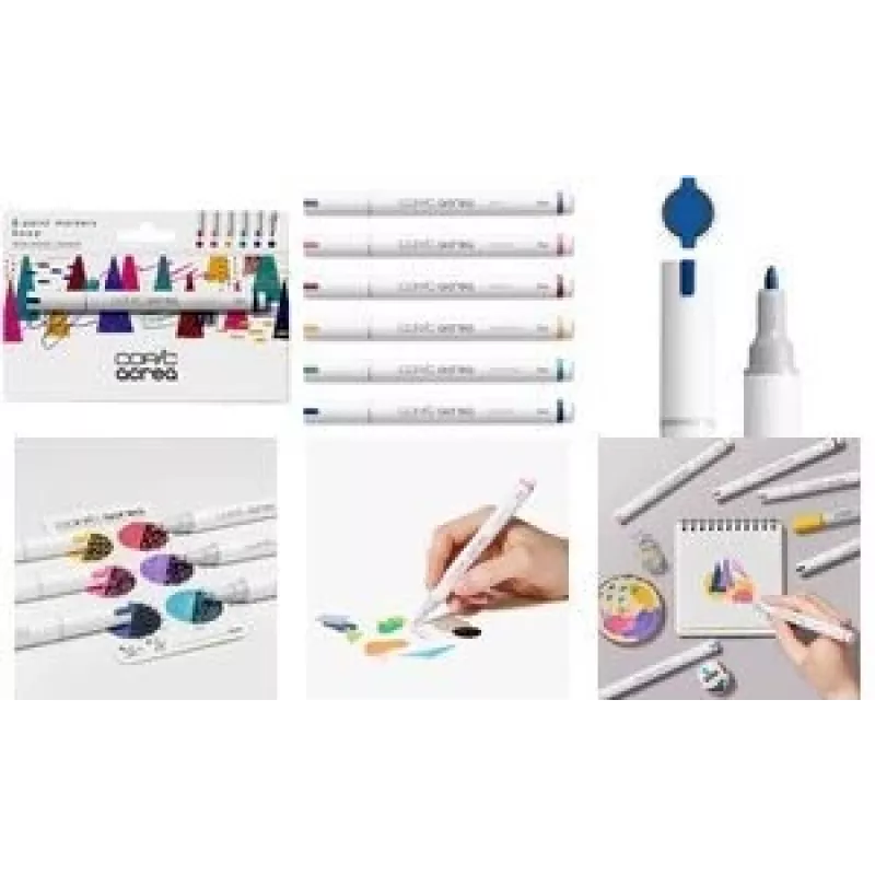 Išdėstymo žymeklių rinkinys COPIC acrea 0,8 mm, 6 vnt.
