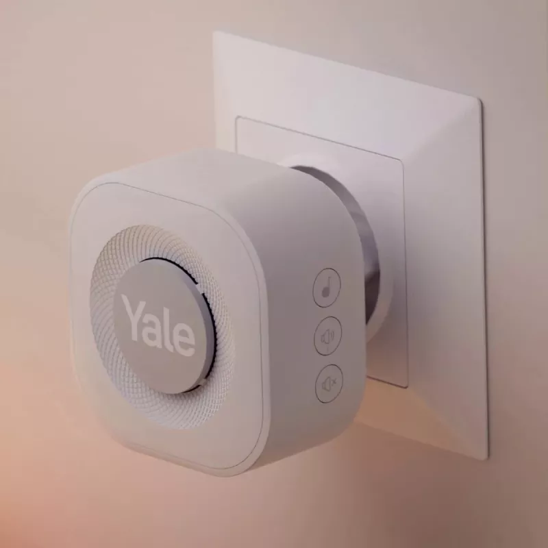 Yale durų skambučio garsinis signalas pilkas, baltas