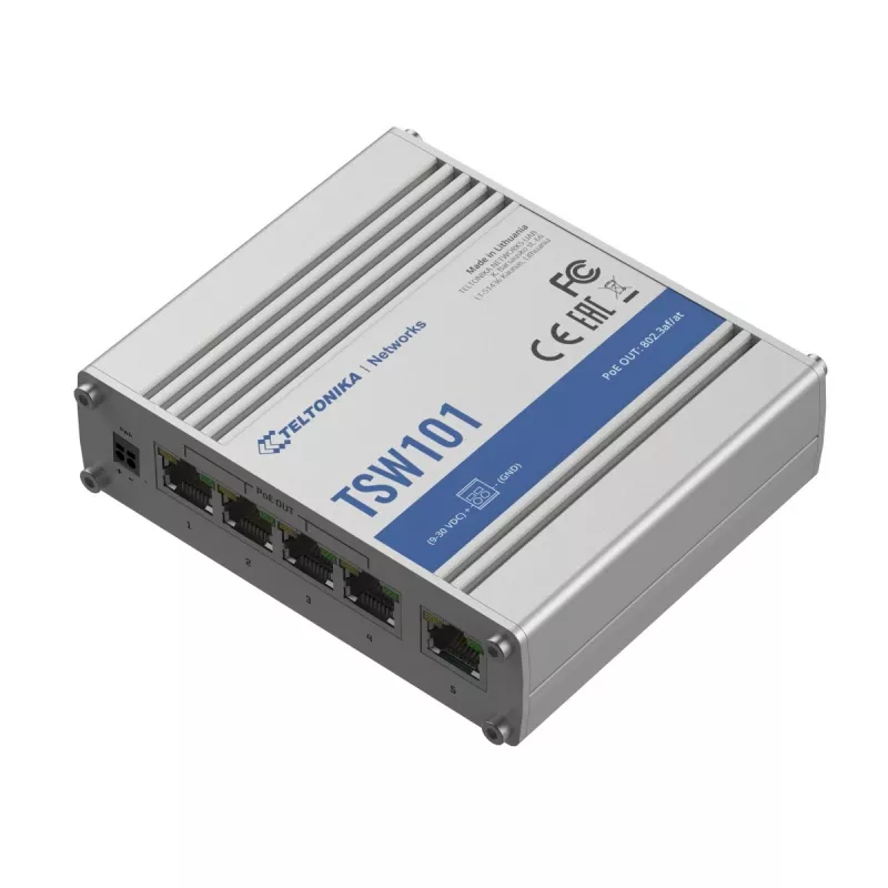 Teltonika TSW101 komutatorius 5xGbE Ethernet 4xPoE+