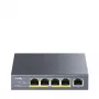 Tinklo komutatorius Cudy GS1005P — 5 prievadų Gigabit Ethernet su 4 PoE prievadais, 60W bendra galia, metalinis korpusas, montuojamas į stovą
