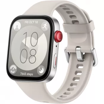 Huawei Watch Fit 3 - aliuminio lydinys - išmanusis laikrodis su dirželiu - oda - balta - riešo dydis: 120-190 mm - Ekranas 4,6 cm (1,82) - Bluetooth