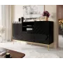 ABETO komoda ant auksinis plieninis rėmas 150x42x90 juodas/juodas blizgus