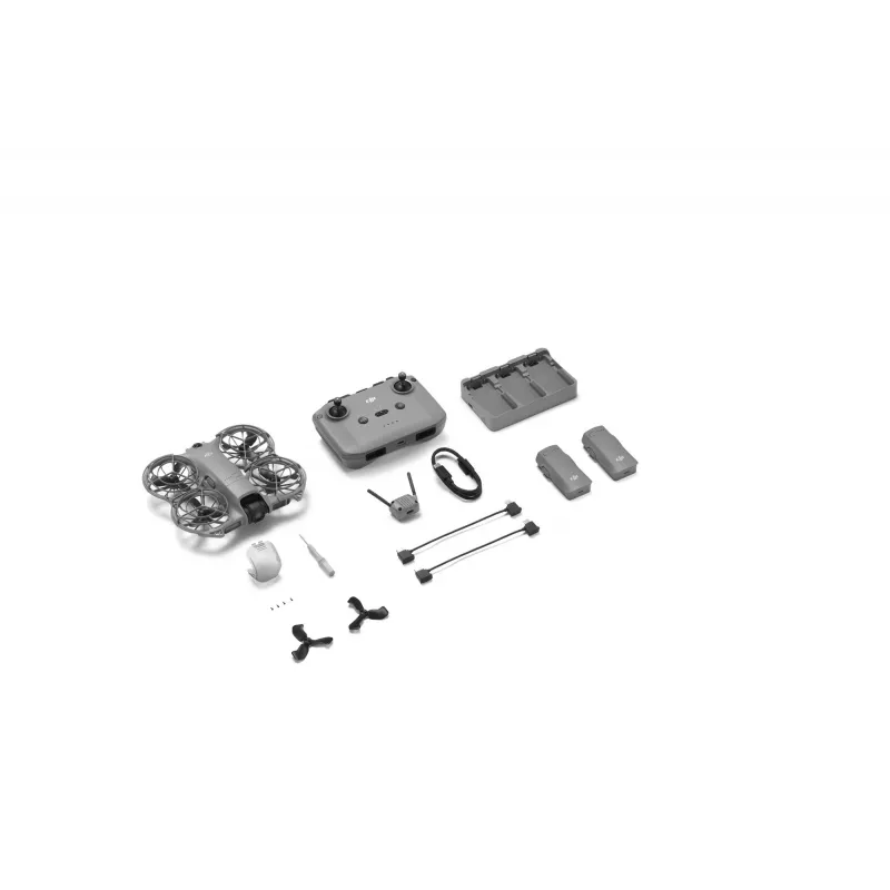 Kvadrokopteris dronas DJI Neo 2 Fly More Combo — 4 rotoriai, 12 MP kamera, 2688×1512 vaizdo įrašas, 1606 mAh baterija, 49 GB vidinė atmintis, juoda/pilka