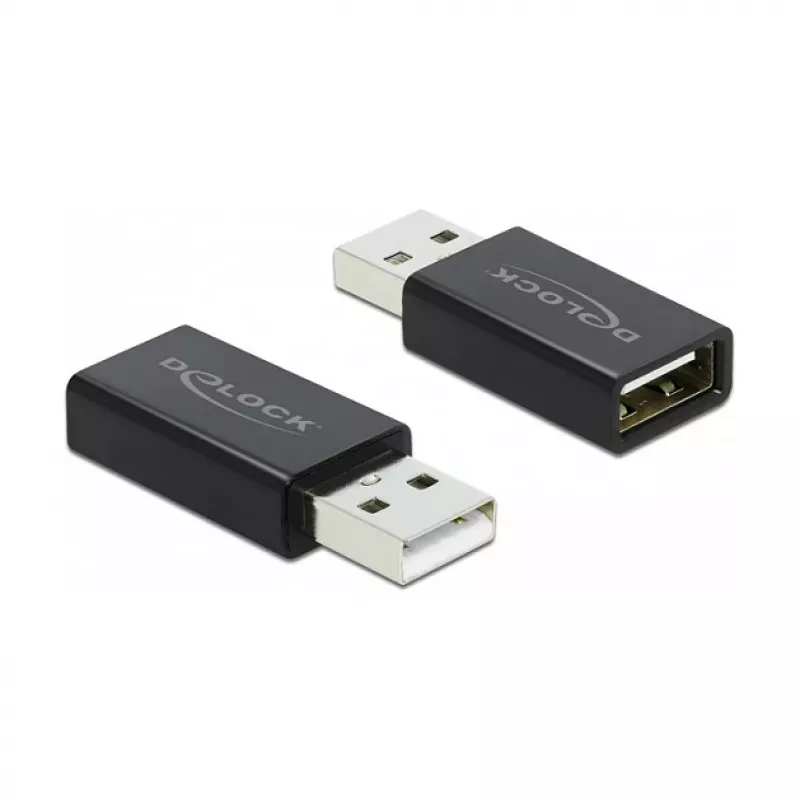 DELOCK USB 2.0 adapteris, Type-A kištukas į Type-A lizdą, duomenų blokatorius