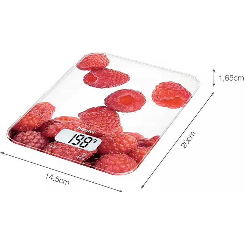 Beurer KS19 Berry Red, White Rectangle Electronic kitchen scale