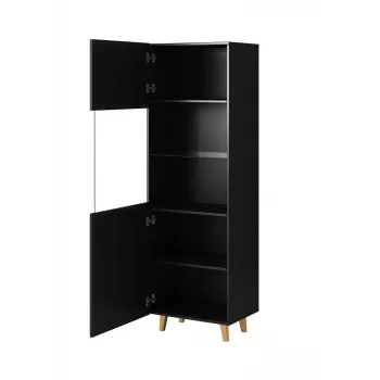 Vitrina Cama Meble PAFOS 60x40x182 cm matinė juoda — pastatoma prie sienos laikymo spinta