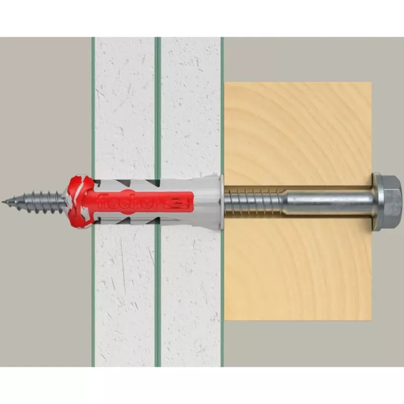 fischer kaištis DUOPOWER 10x50 BigBox šviesiai pilkas / raudonas 210 vnt. pakartotinai uždaromoje pakuotėje (570550)
