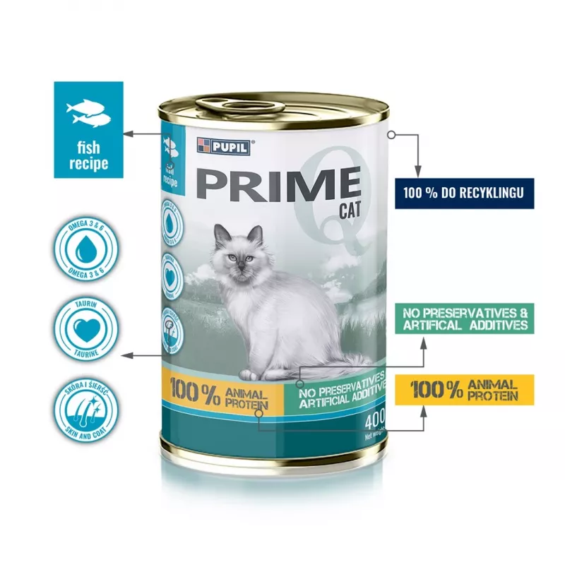 PUPIL Prime Rich in salmon with trout - šlapias kačių ėdalas - 400 g